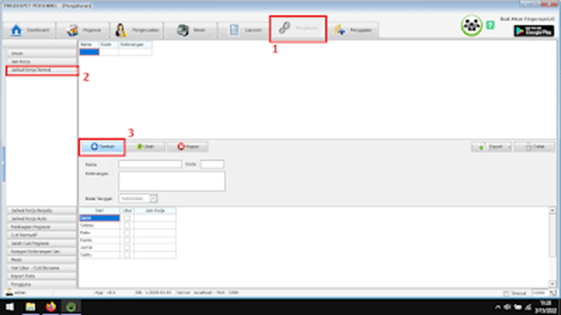 setting jadwal kerja di fingerspot personel