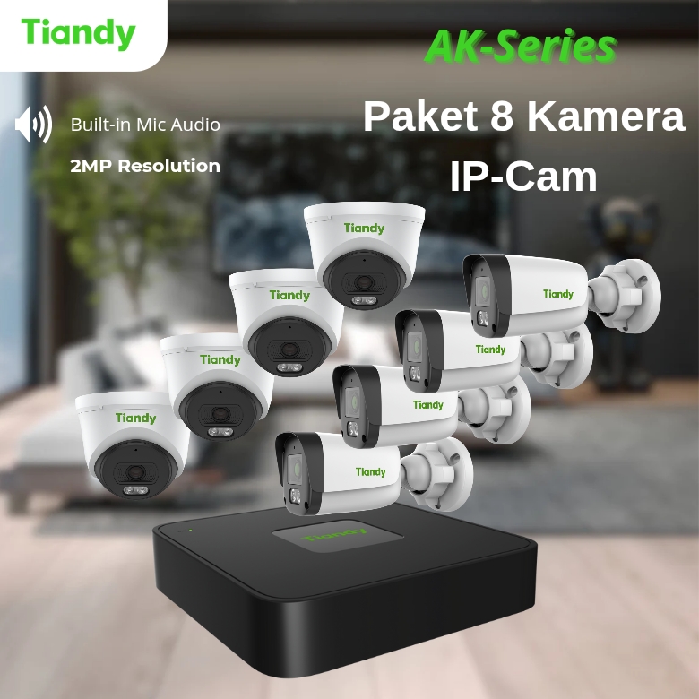 paket ip cam cctv tiandy 8 kamera