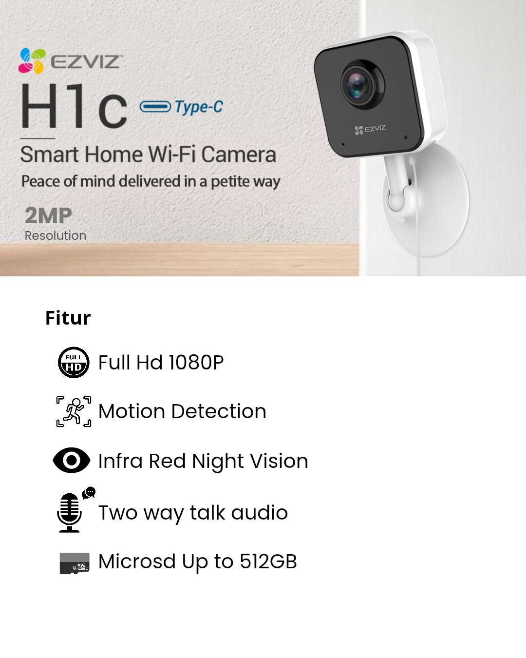 paket pemasangan cctv wifi ezviz h1c