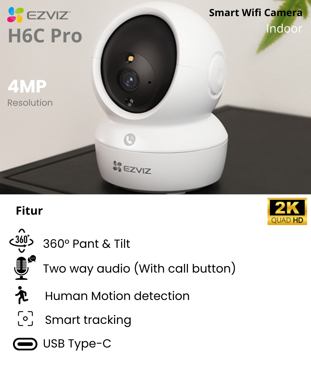 paket pemasangan cctv wifi ezviz h6c pro