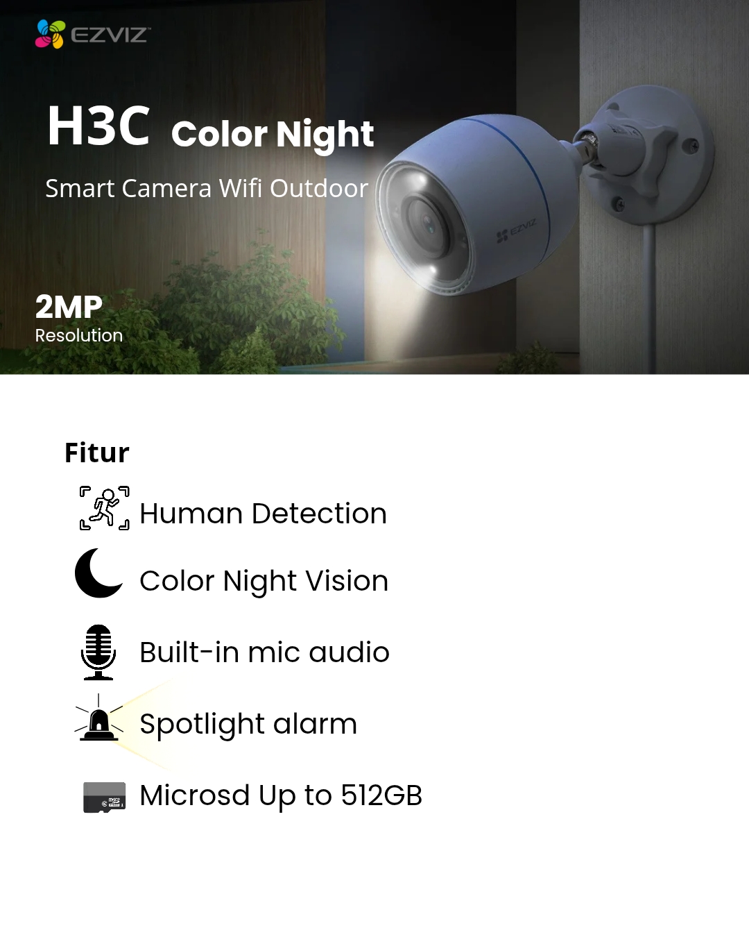 paket pemasangan cctv wifi ezviz h3c outdoor