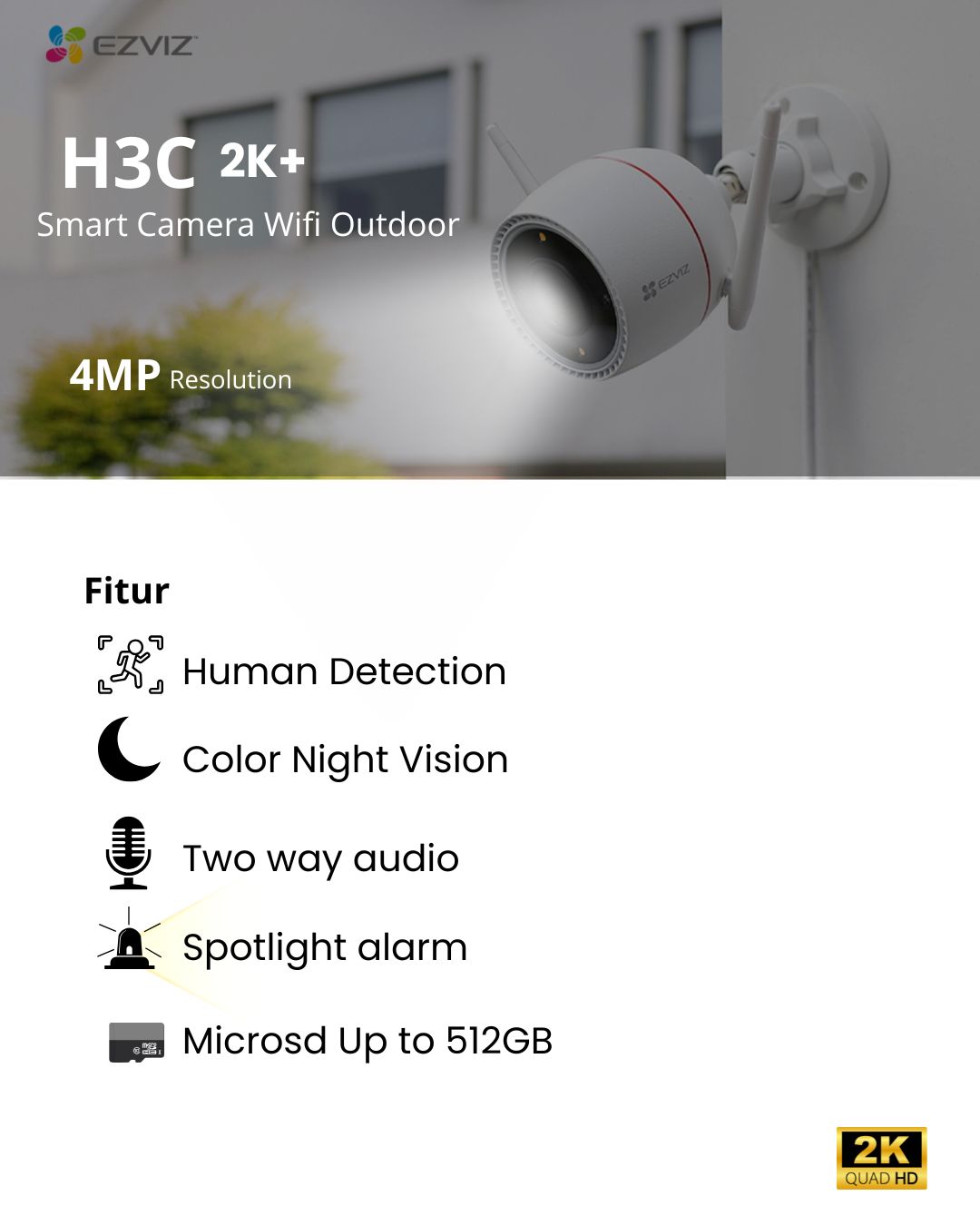 paket pemasangan cctv wifi ezviz h3c outdoor