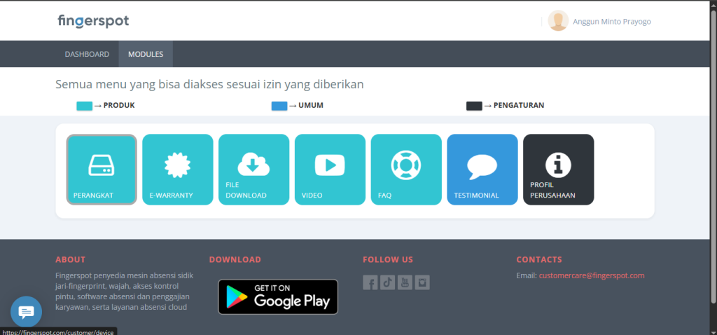 cara download fingerspot personnel